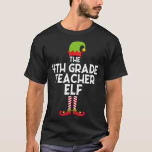 4th Grade Teacher Elf Matching Family Christmas Pa T-Shirt