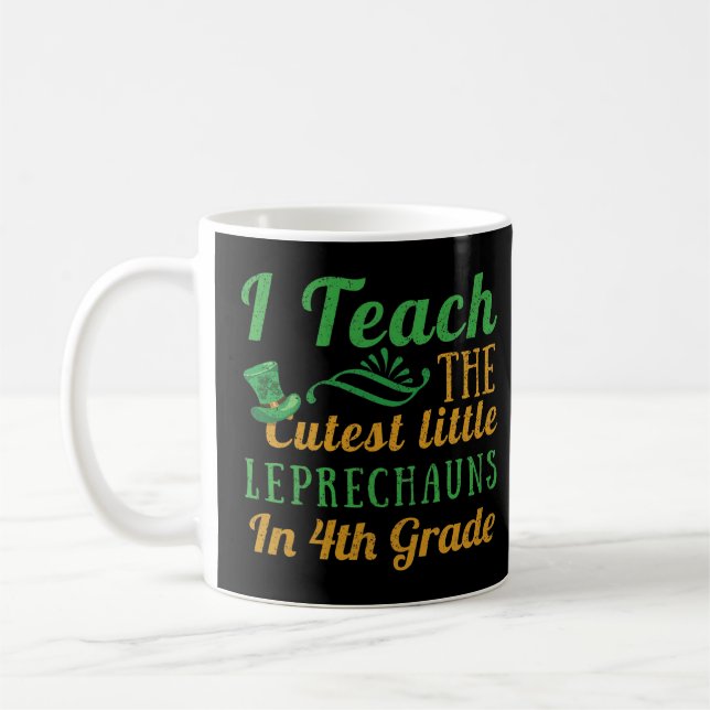 4th Grade Teacher Leprechauns Teach Saint Patricks Coffee Mug (Left)