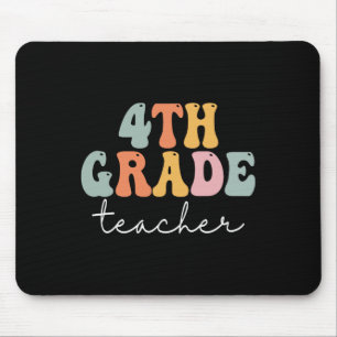4th Grade Teacher Retro Groovy Vintage First Day O Mouse Pad
