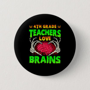 4th Grade Teacher Skeleton Heart Hands Halloween L 6 Cm Round Badge