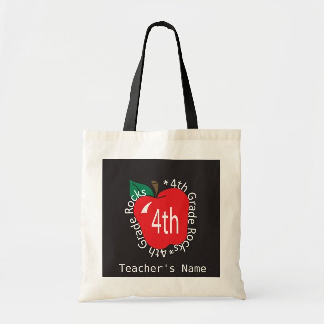 4th Grade Teachers Rock | DIY Name Tote Bag (Front)