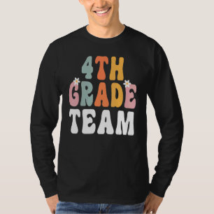 4th Grade Team Retro Groovy Teacher Happy 1st Day  T-Shirt