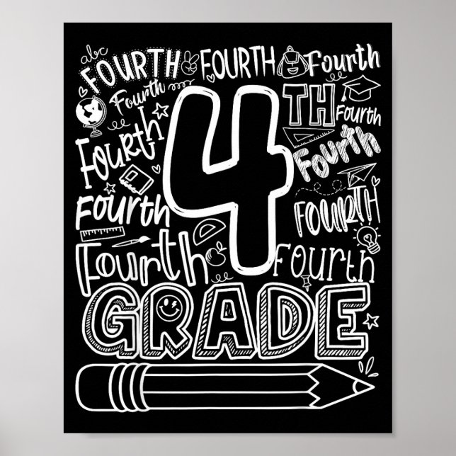 4th grade typography team fourth back to school poster (Front)
