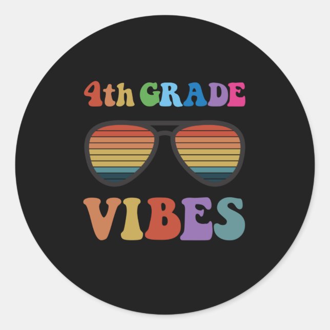 4th Grade Vibes Classic Round Sticker (Front)