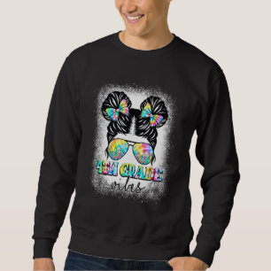 4th Grade Vibes Messy Hair Bun Girl Back To School Sweatshirt