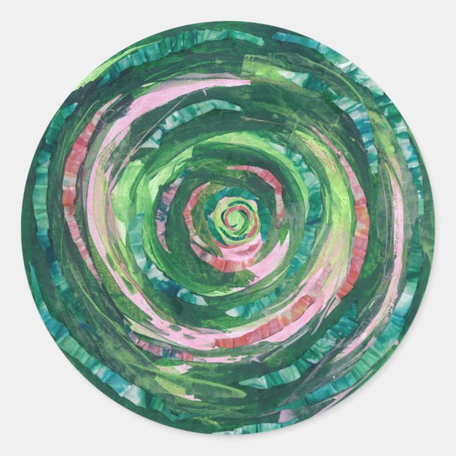 4th-Heart Chakra Green-Pink Artwork #2 Classic Round Sticker (Front)