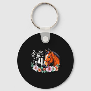 4th Horse Birthday Four Years Old Girls Horses Bir Key Ring