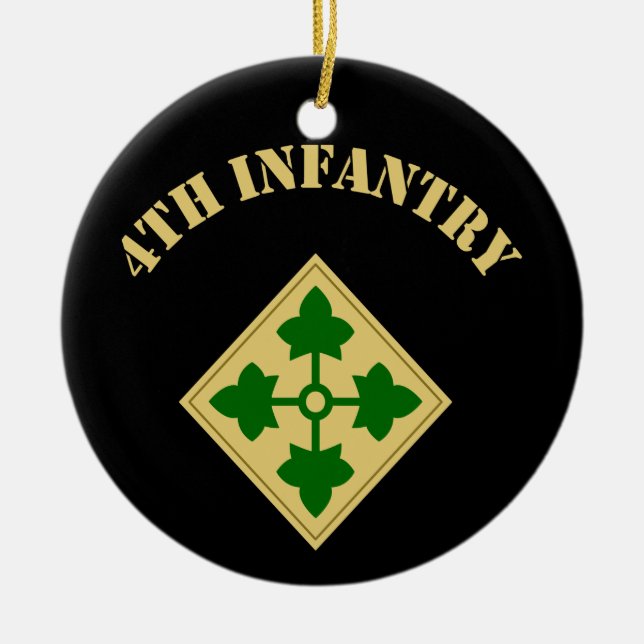 4th Infantry Division Ceramic Tree Decoration (Front)