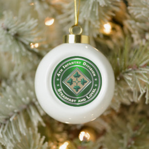 4th Infantry Division Christmas Ceramic Ball Christmas Ornament