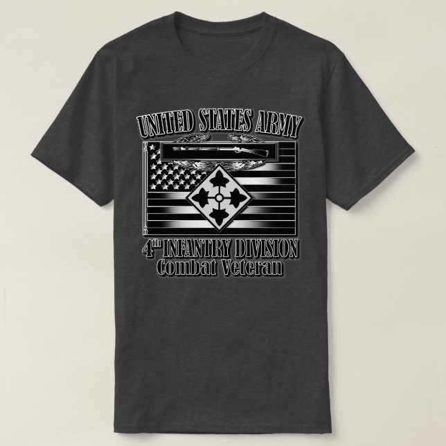 4th Infantry Division Combat Veteran T-Shirt (Design Front)