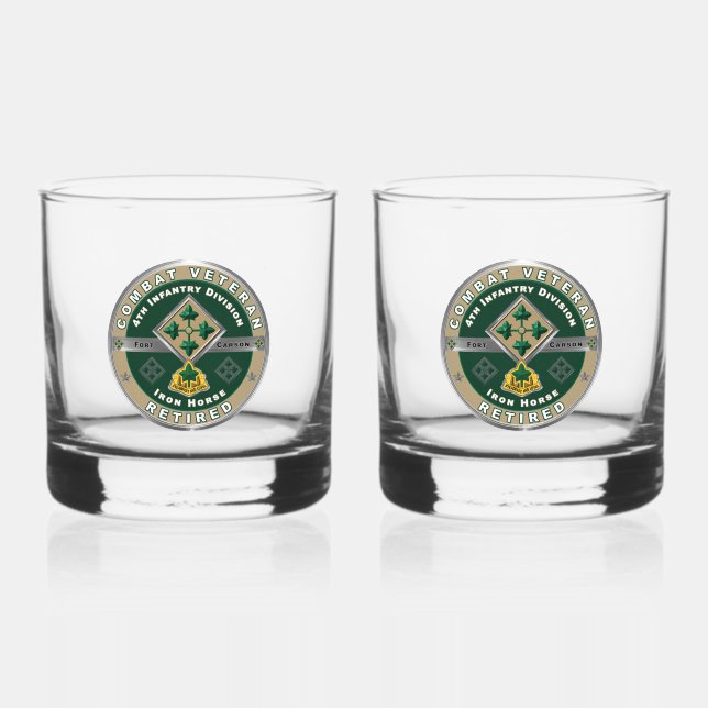 4th Infantry Division  Whiskey Glass (Front)