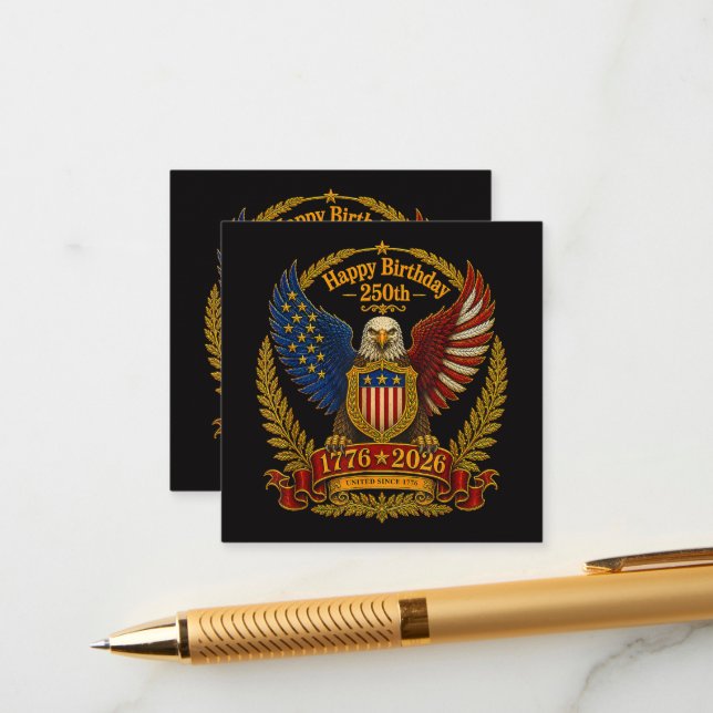 4th July 250th Independence Day 250 Years Enclosure Card (Front/Back In Situ)