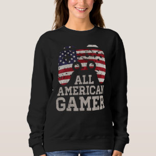 4th July All American Gamer Patriot Men Boys Kids  Sweatshirt