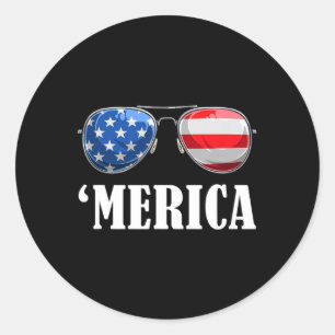 4th July America Independence Day Patriot Usa Mens Classic Round Sticker
