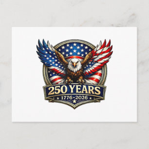 4th July American Flag Eagle Vintage 250 Years 177 Holiday Postcard