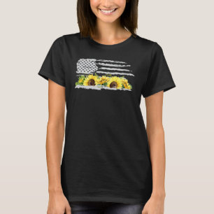 4th July American Flag Sunflower Garden Women's Su T-Shirt