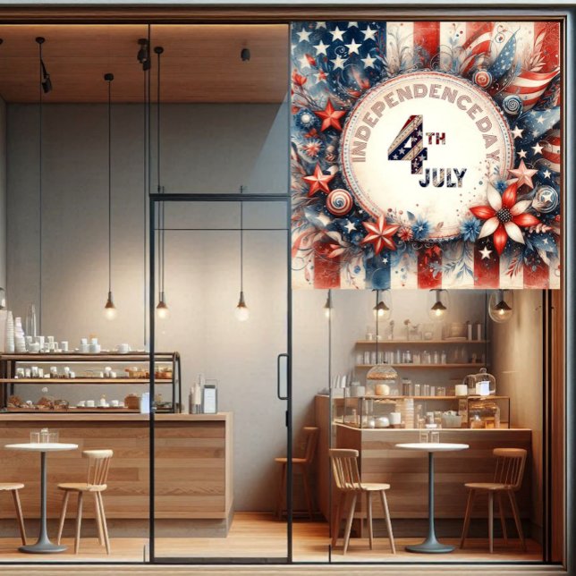 4th July American Independence Day Stars Red Blue  (4th July American Independence Day Stars Red Blue Window Cling)