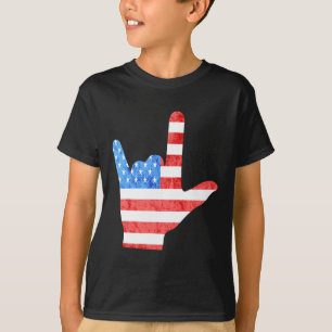 4th July American Sign Languages Deaf Awareness T-Shirt