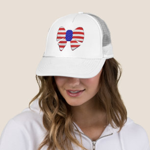 4th July Apparel America USA Flag Patriotic ribbon Trucker Hat