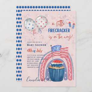 4th July BABY SHOWER INVITE Firecracker Cupcake
