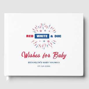 4th July Baby Shower Patriotic Red White And Due Guest Book
