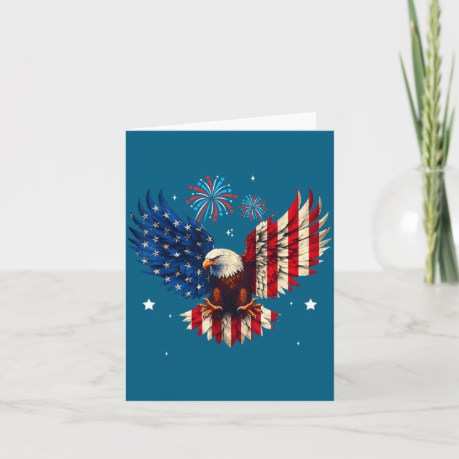 4Th July Bald Eagle Patriotic Illustration Card (Front)