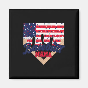 4th July Baseball Mama Ice Cream Drip Baseball Mum Magnet