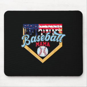 4th July Baseball Mama Ice Cream Drip Baseball Mum Mouse Pad