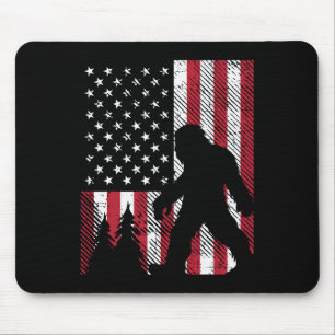 4th July Bigfoot Sasquatch Us Flag Patriotic Men W Mouse Pad