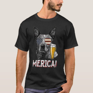 4th July Blue Heeler Dog Merica Patriotic Usa Us F T-Shirt