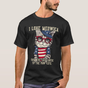 4Th July Cat I Love Meowica Patriotic Cat T-Shirt
