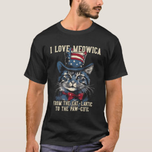 4Th July Cat I Love Meowica Patriotic Cat T-Shirt