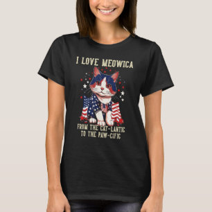 4th July Cat  I Love Meowica Patriotic Cat Women K T-Shirt