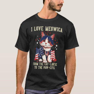 4th July Cat  I Love Meowica Patriotic Cat Women K T-Shirt