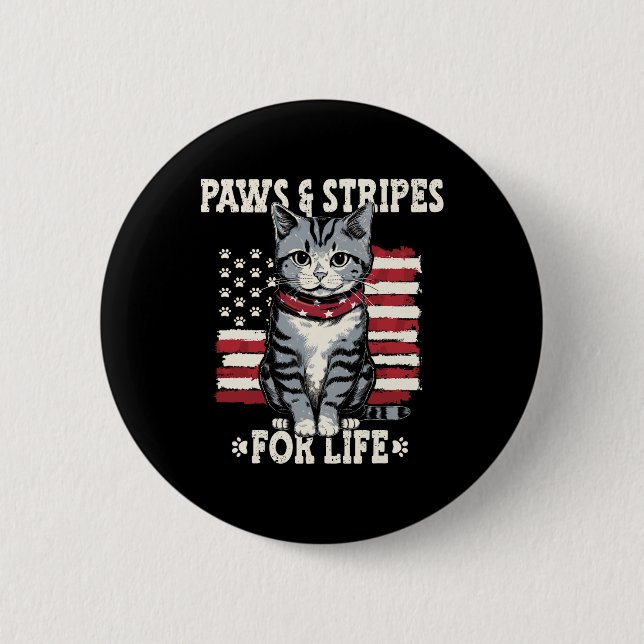 4th July Cat Lover  6 Cm Round Badge (Front)