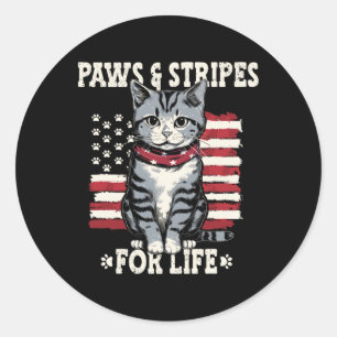 4th July Cat Lover Classic Round Sticker