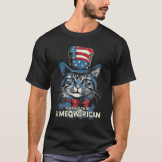 4th July Cat Lover, Purroud To Be A Meow-rican, Am T-Shirt