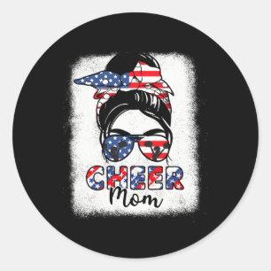 4th July Cheer Mum American Flag Patriotic Women Classic Round Sticker