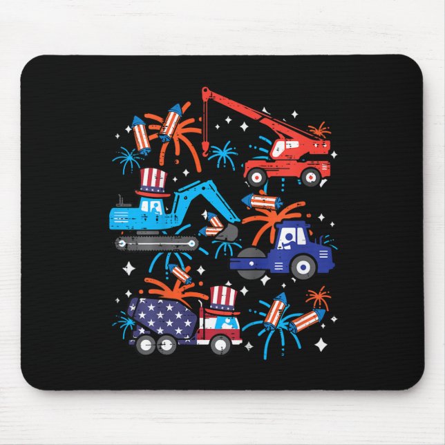 4th July Construction Trucks Vehicle Patriot Boy K Mouse Pad (Front)