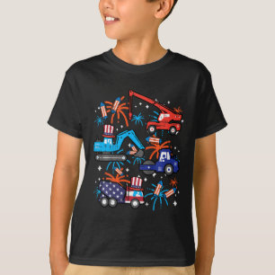 4th July Construction Trucks Vehicle Patriot Boy K T-Shirt