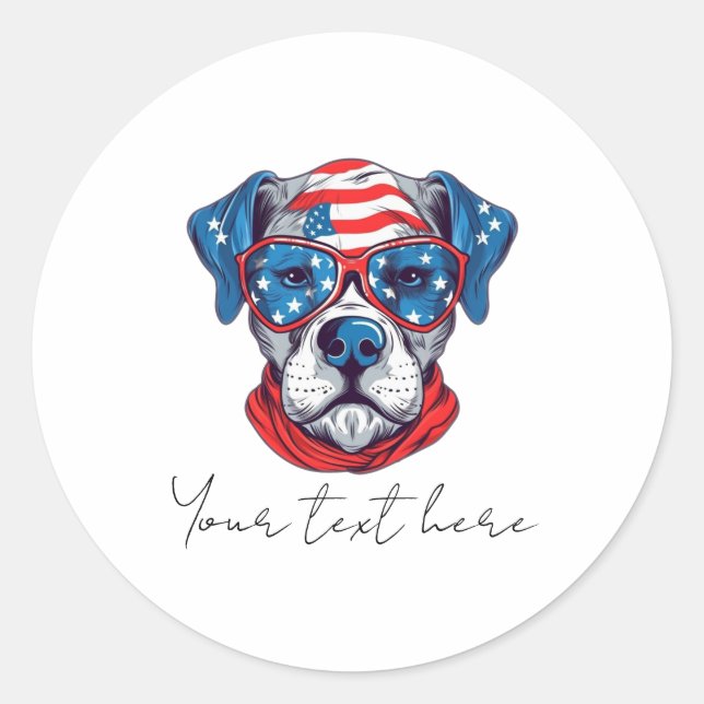 4th July Dog Classic Round Sticker (Front)