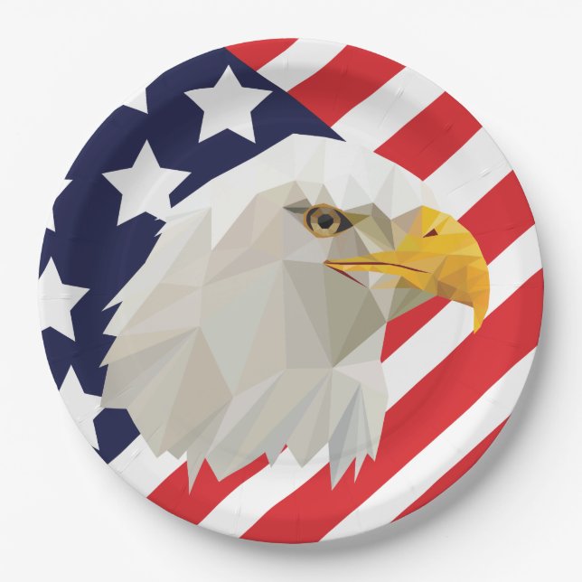 4th July eagle and flag ı Party Paper Plates (Front)