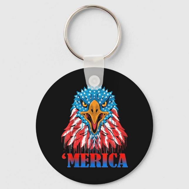 4th July Eagle Merica America Independence Day Key Ring (Front)