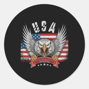 4th July Eagle merica America Independence Day Pat Classic Round Sticker