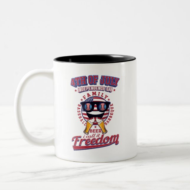 4th July family Two-Tone Coffee Mug (Left)