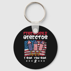 4th July Fireworks Director I Run Funny Us Flag Am Key Ring