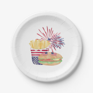 4th July Fireworks Patriotic Stars Stripes Party Paper Plate