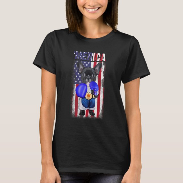 4th July French Bulldog 'merica America Independen T-Shirt (Front)
