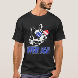 4th July French Bulldog Us Shades Independence Day T-Shirt