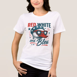 4th July Goose Red, White, Blue Independence Day P Tri-Blend Shirt